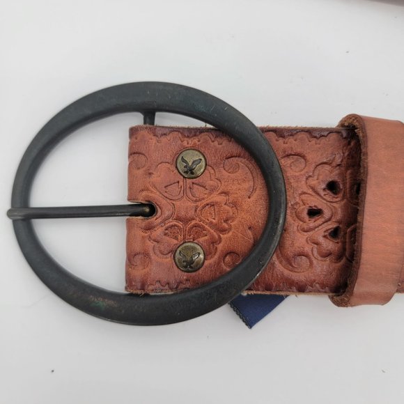 American Eagle Outfitters Genuine Leather Belt Brown Large Buckle Western Womens - Picture 2 of 7